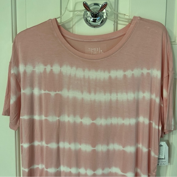 Time and Tru Women's Crewneck Solid & Tie-Dye Tunic Tee Size S (4-6) Dusty Rose - Picture 9 of 13